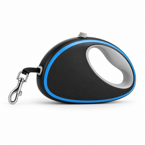 Black 16.4 ft Retractable Dog Leash with Reflective-Edge Tape