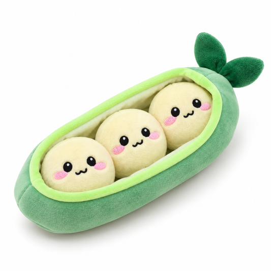 Plush Pea Pod Hide-and-Seek Dog Toy with 3 Removable Squeaky Peas