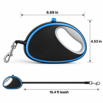 Black 16.4 ft Retractable Dog Leash with Reflective-Edge Tape