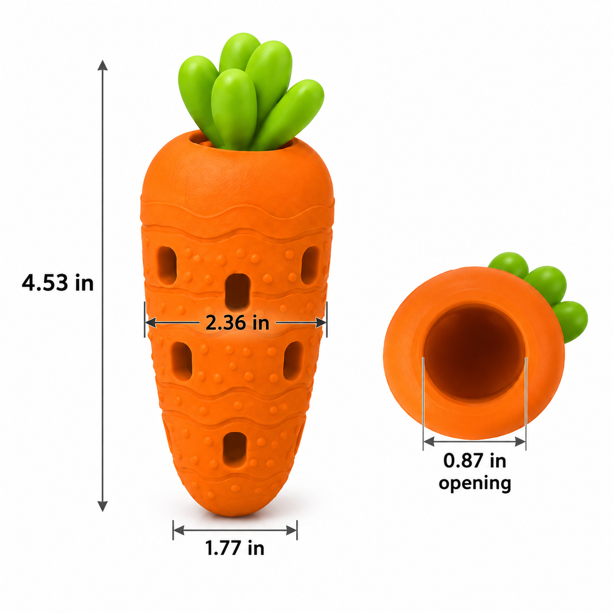 Orange Carrot Silicone Treat-Dispensing Dog Chew Toy