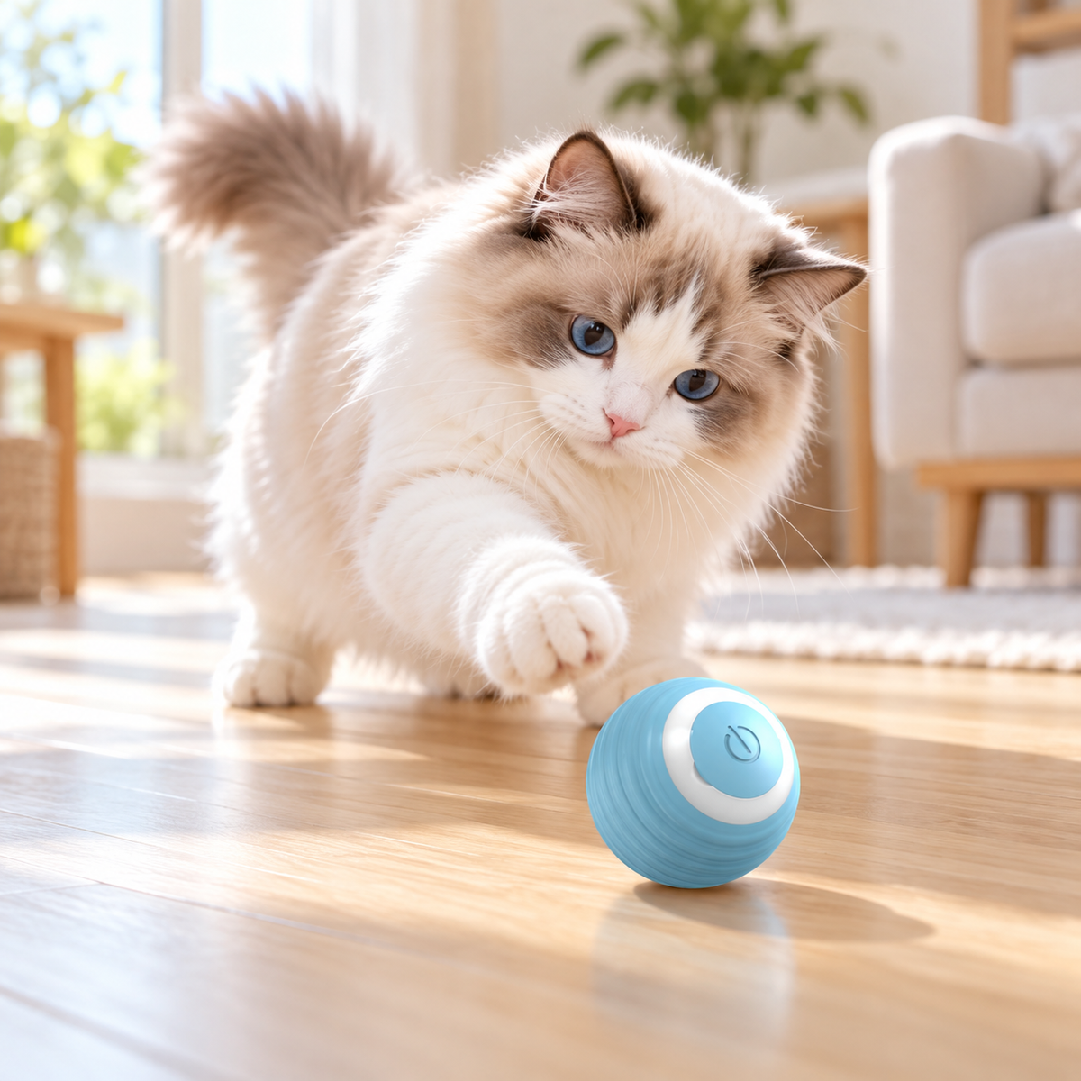 Sky Blue Interactive Cat Ball