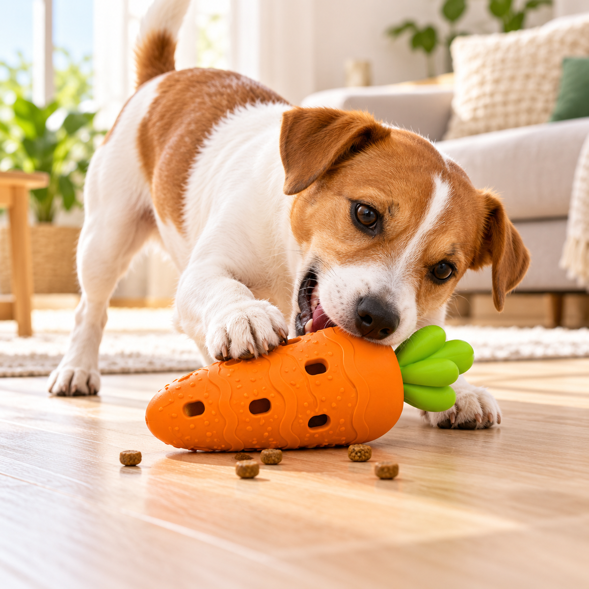 Orange Carrot Silicone Treat-Dispensing Dog Chew Toy