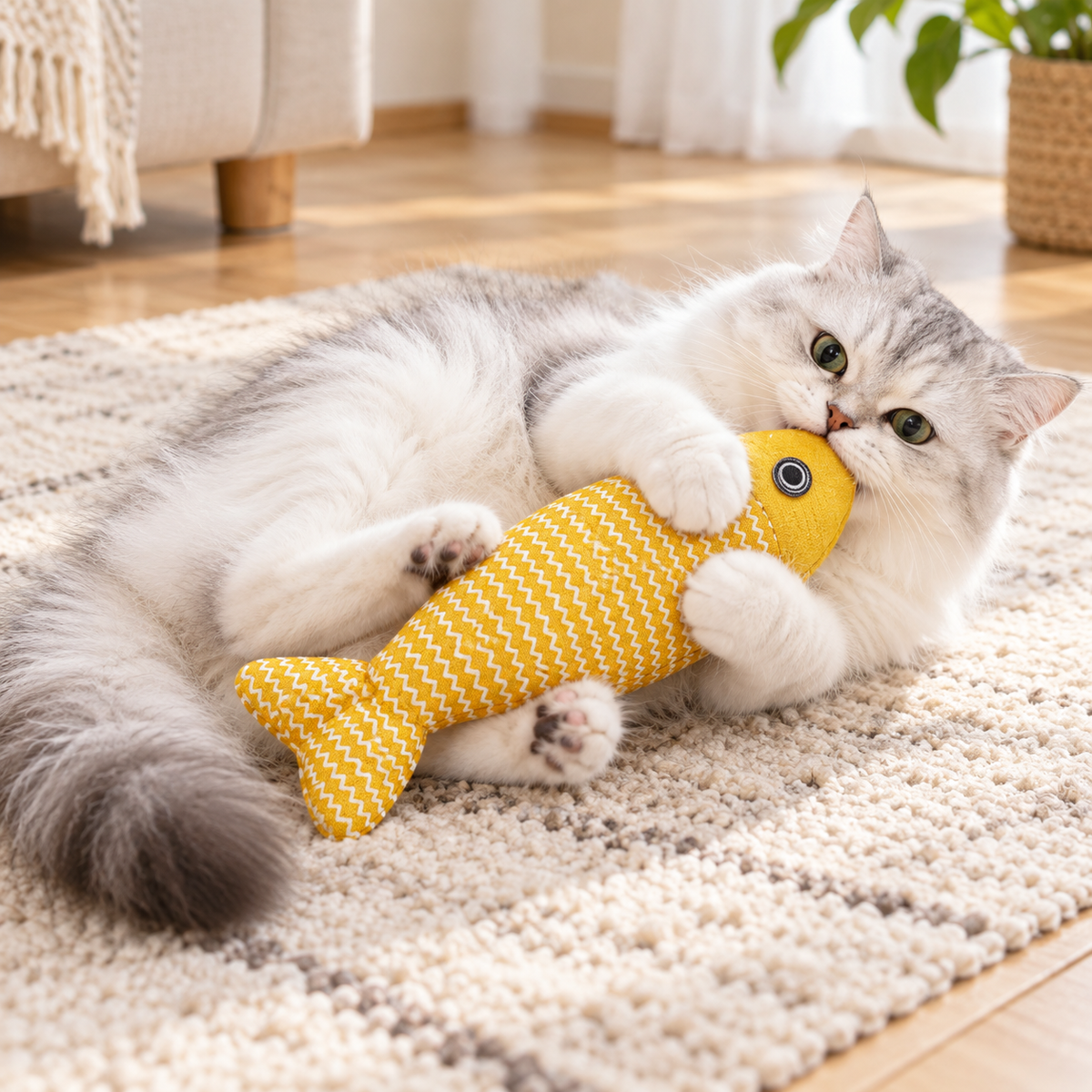 Yellow Catnip Fish Toy