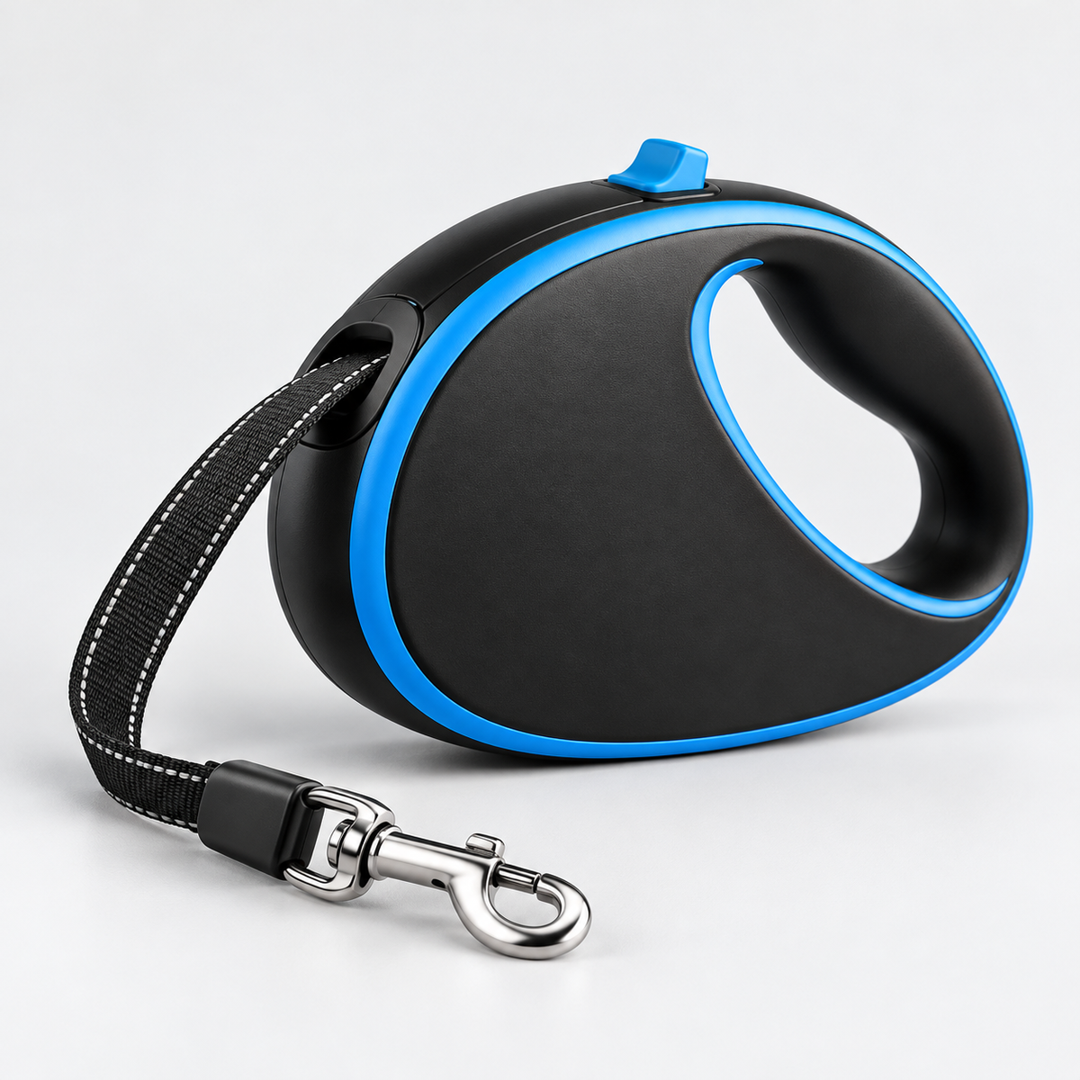 Black 16.4 ft Retractable Dog Leash with Reflective-Edge Tape