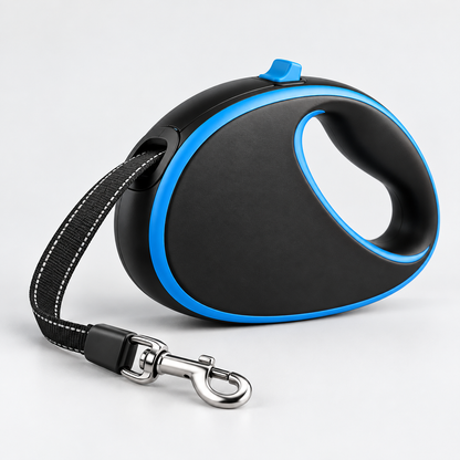 Black 16.4 ft Retractable Dog Leash with Reflective-Edge Tape